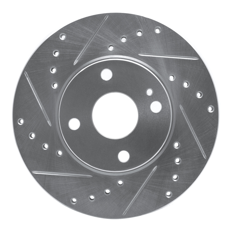 Mazda Miata Brake Rotor (1) - Front Left - R1 Concepts - Drilled & Slotted - Silver - `94-`02